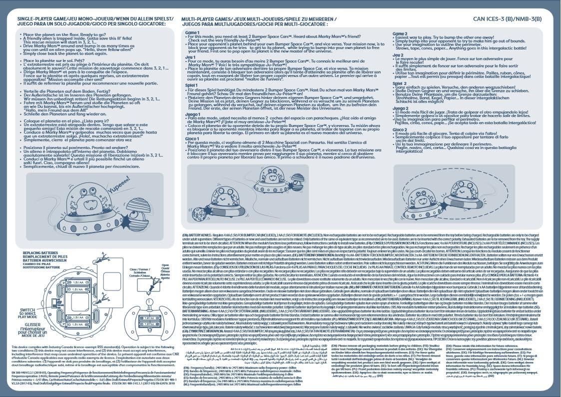 B. toys – Vehicle Bumper Space Car – Light – Up – Simple Remote Control Car for Toddlers with Alien Driver – Marky Mars – 12+ Months