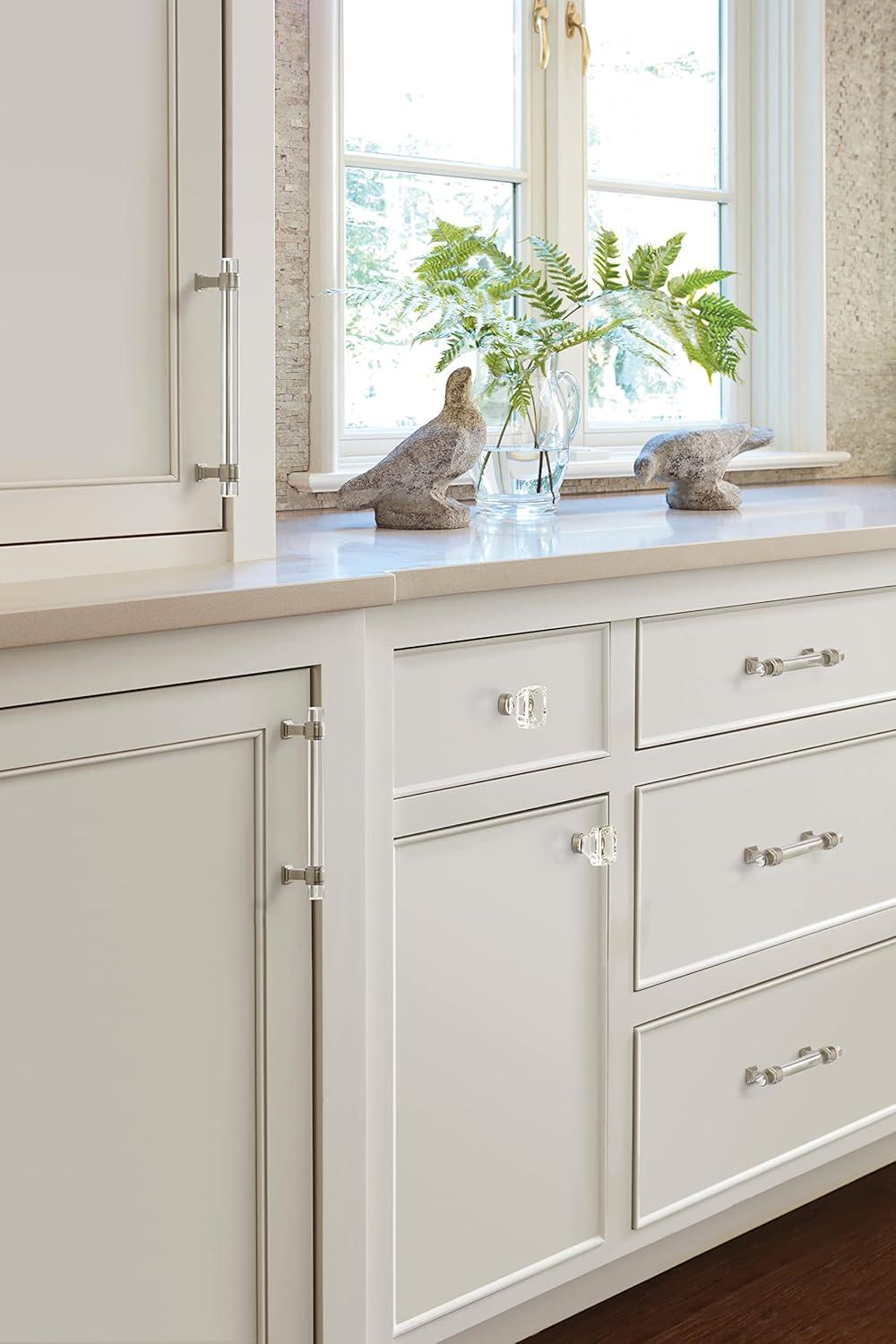 6-5/16" Clear and Satin Nickel Cabinet Pull