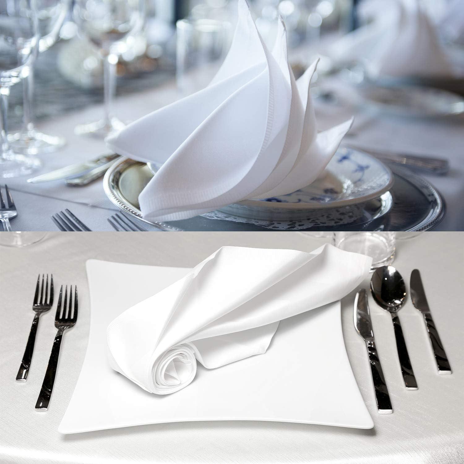 Set of 12 White Cotton Dinner Napkins 18x18"