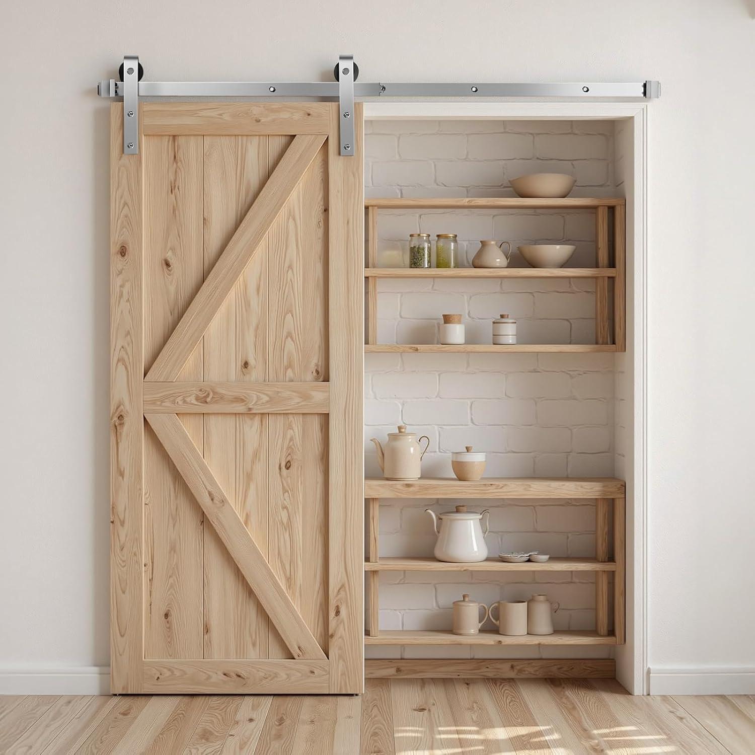 VEVOR Black Steel Single Door Barn Door Hardware Kit Standard Single