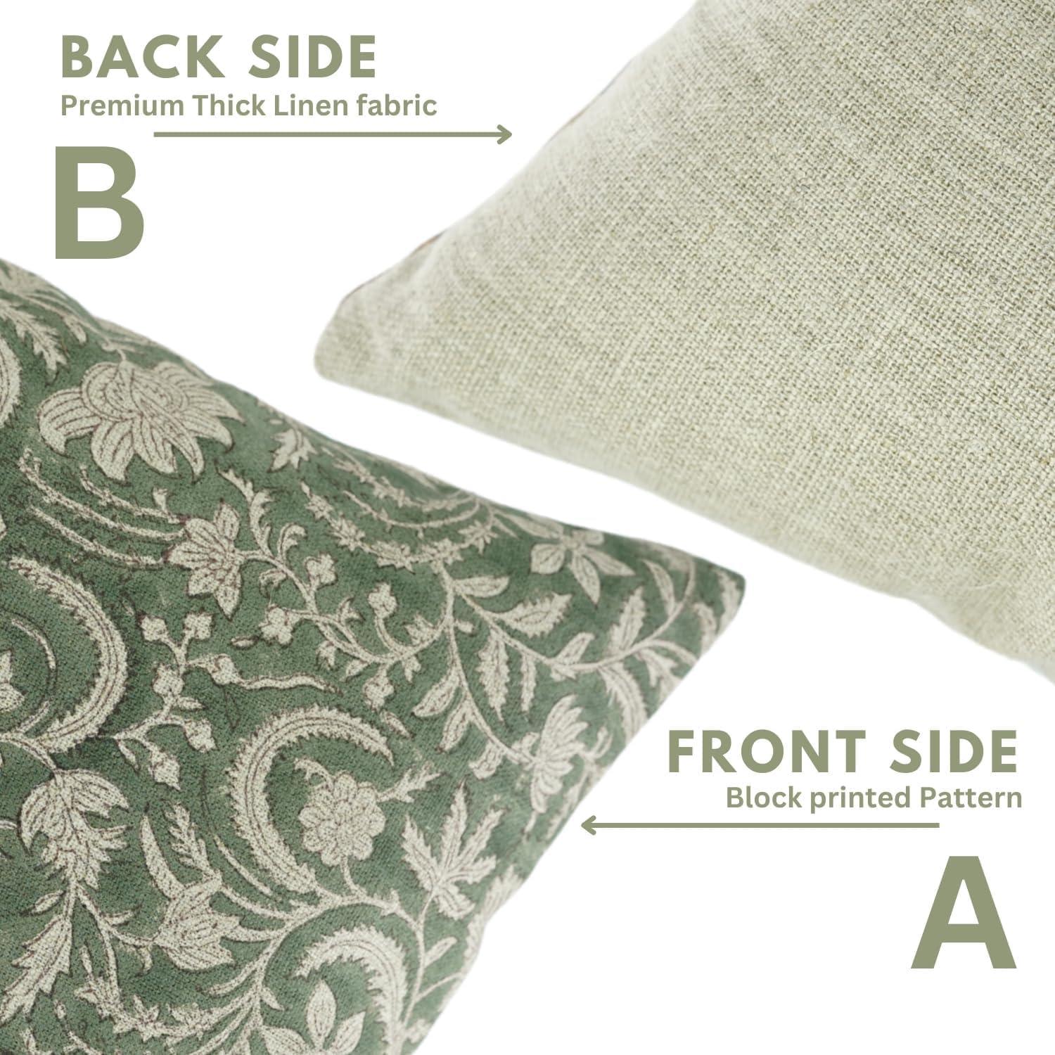 Fabdivine Floral Linen  Pillow Cover for Indoor/Outdoor