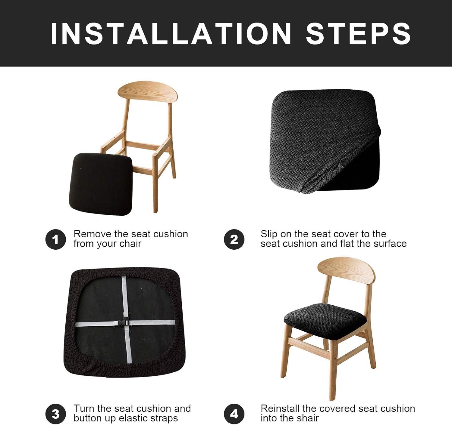 Genina Seat Covers for Dining Room Chair Seat Slipcovers Kitchen Chair Covers(Set of 4,Taupe)