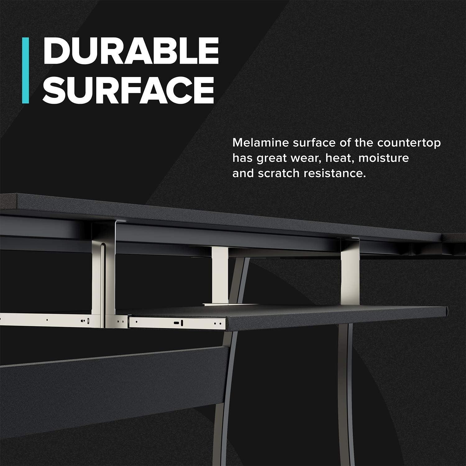 Mohawk Group RIF6 L Shaped Modern Computer Office Desk w/ Keyboard Tray, Easy Assembly