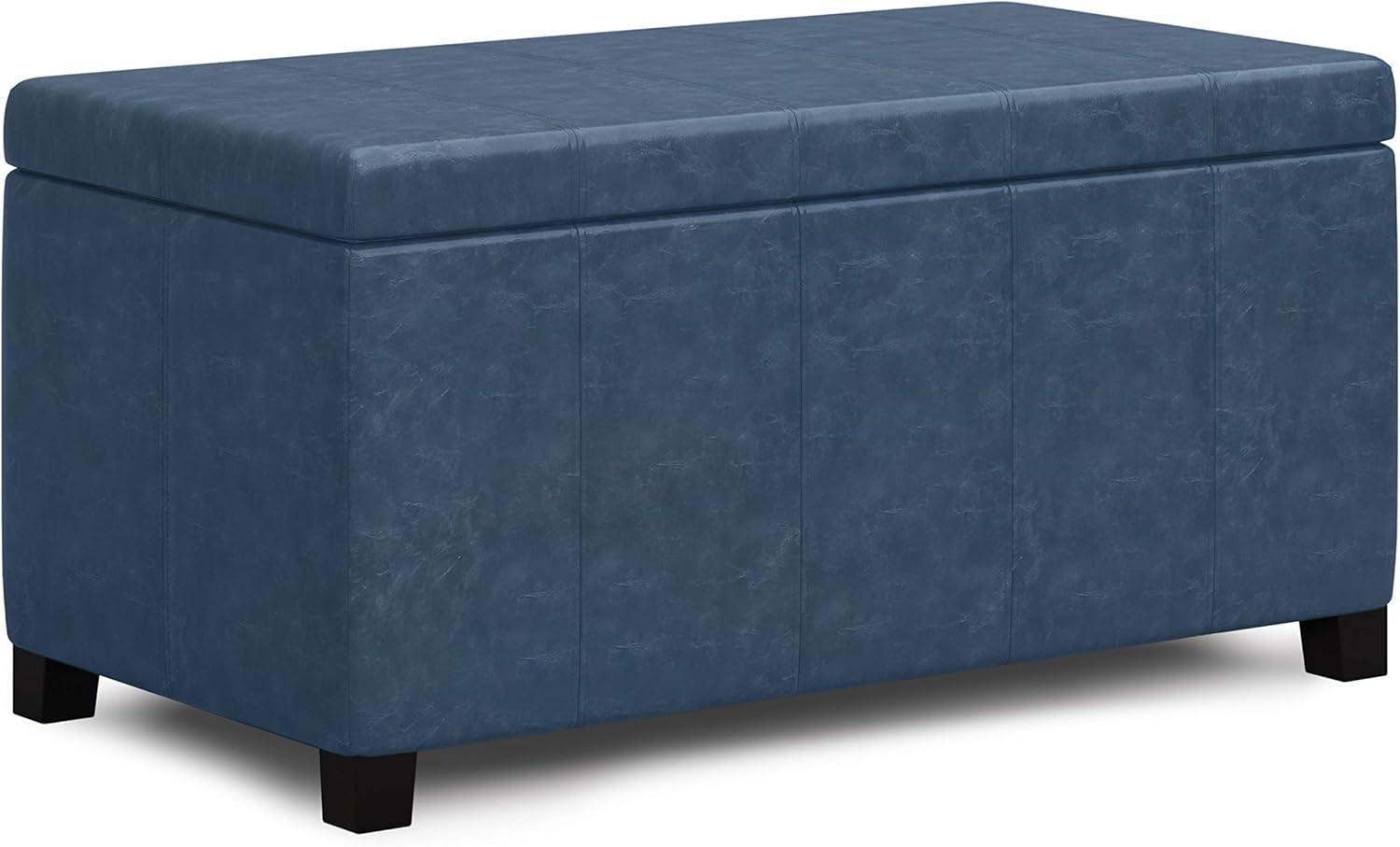 Dover Storage Ottoman Vegan Leather 36x18 Entryway Living Room Storage Furniture