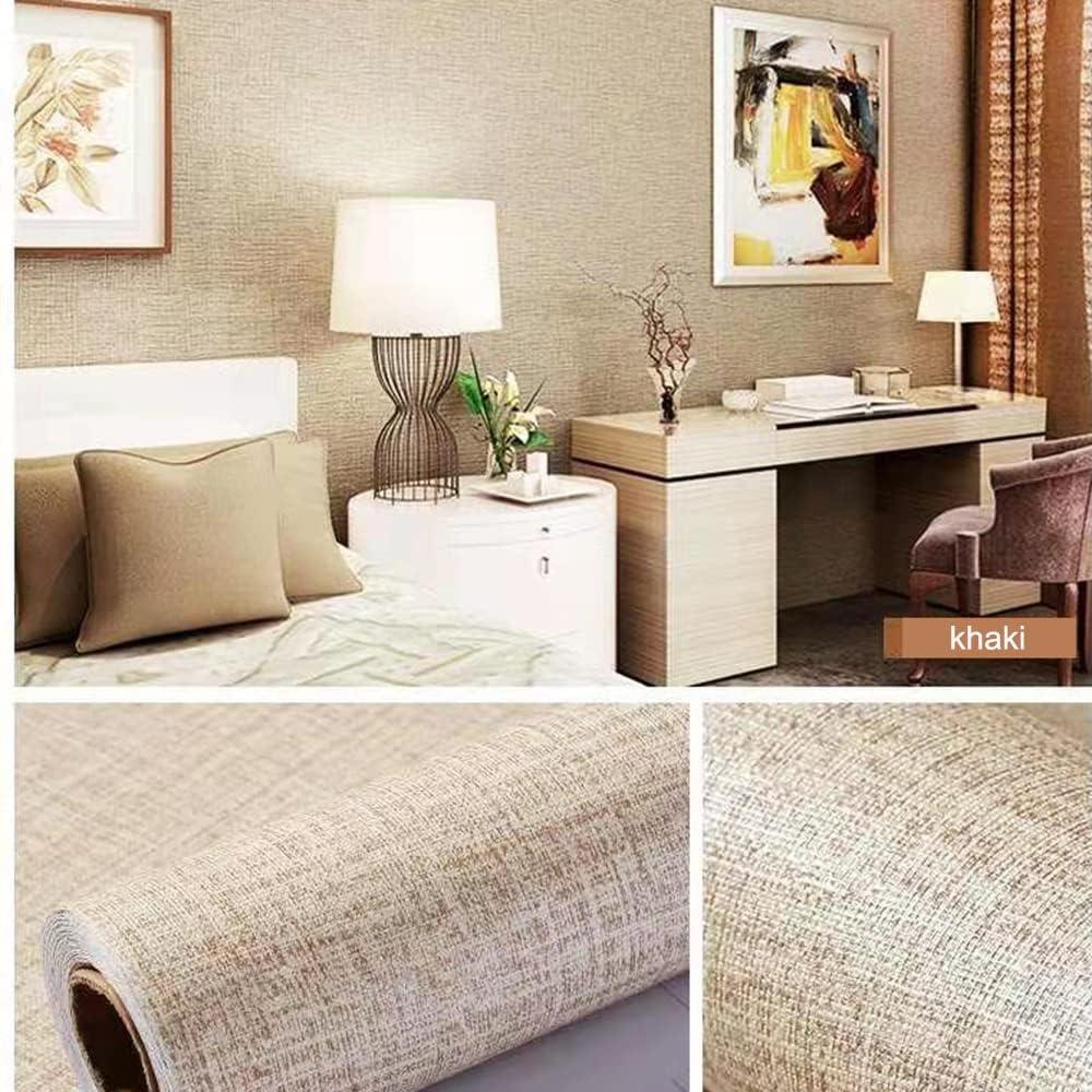 Khaki Linen Textured Self-Adhesive 3D Wallpaper Roll