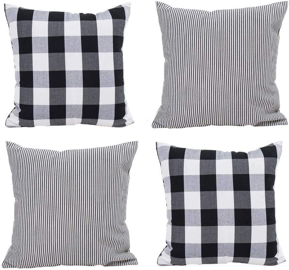 Gingham Check Kitchen Tabletop Bed Plaid Cotton Pillow Cover