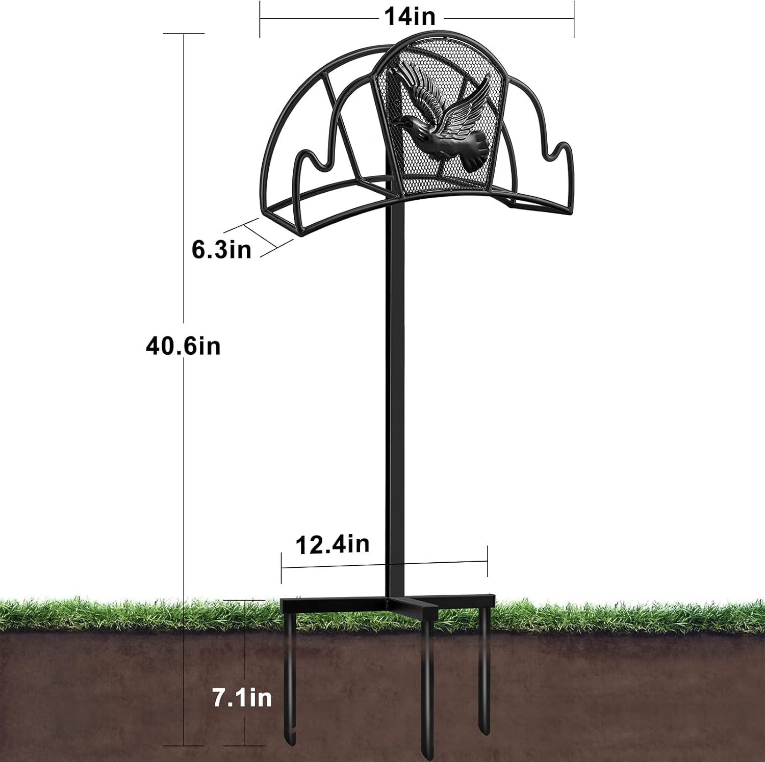 Black Metal Freestanding Eagle Garden Hose Holder