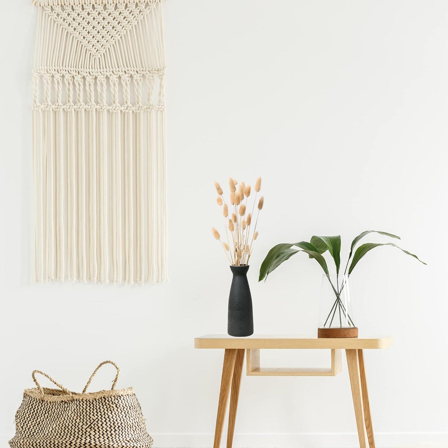 W.Z WOODZIA Black Ceramic Vase for Pampas Grass, Modern Boho Home Decor Style, Perfect for Decorative Dried Flowers or Dining Table Centerpieces [Pampass Not Included] (Black), WZ-2