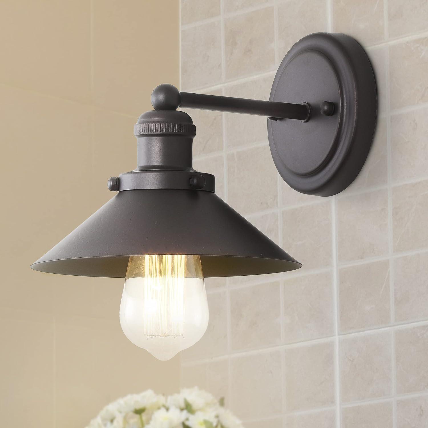 JONATHAN Y July 17.5" 2-Light Industrial Farmhouse Metal Vanity Light, Oil Rubbed Bronze
