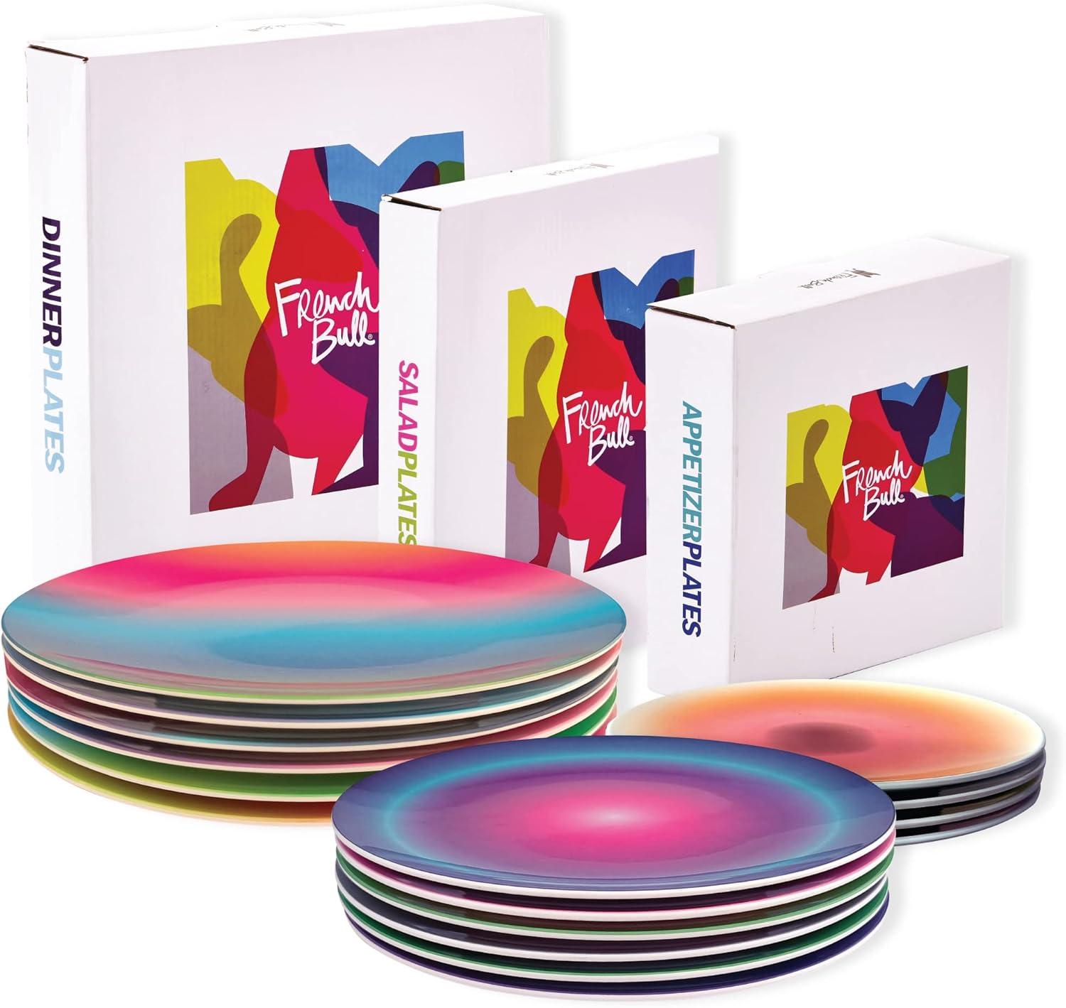 Aurora Multicolor Melamine Round Dinner Plate Set, 11-Inch, 6-Piece