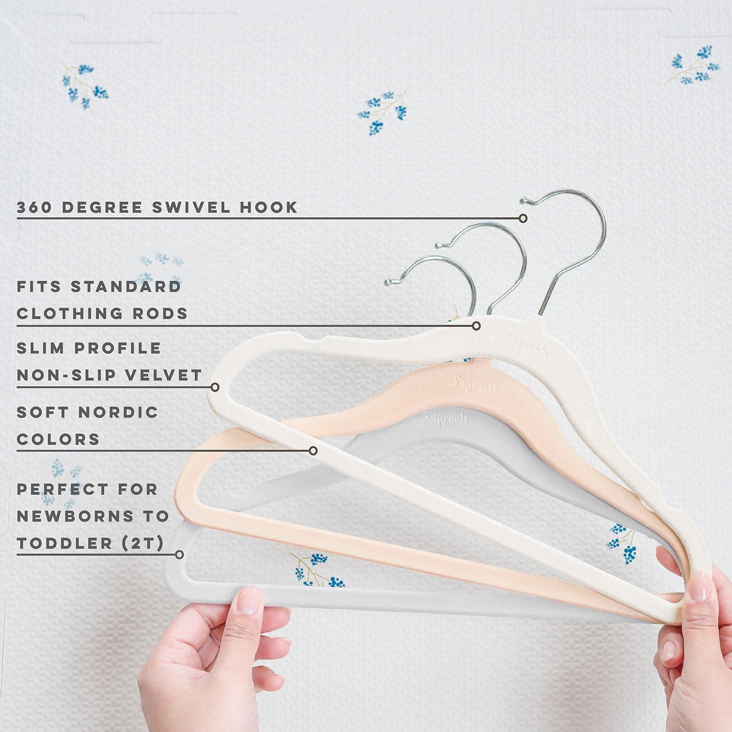 3 Sprouts 3 Sprouts -  Non-Slip Velvet Hangers for Baby Clothes - Pack of 30 - Blue (Set of 30)