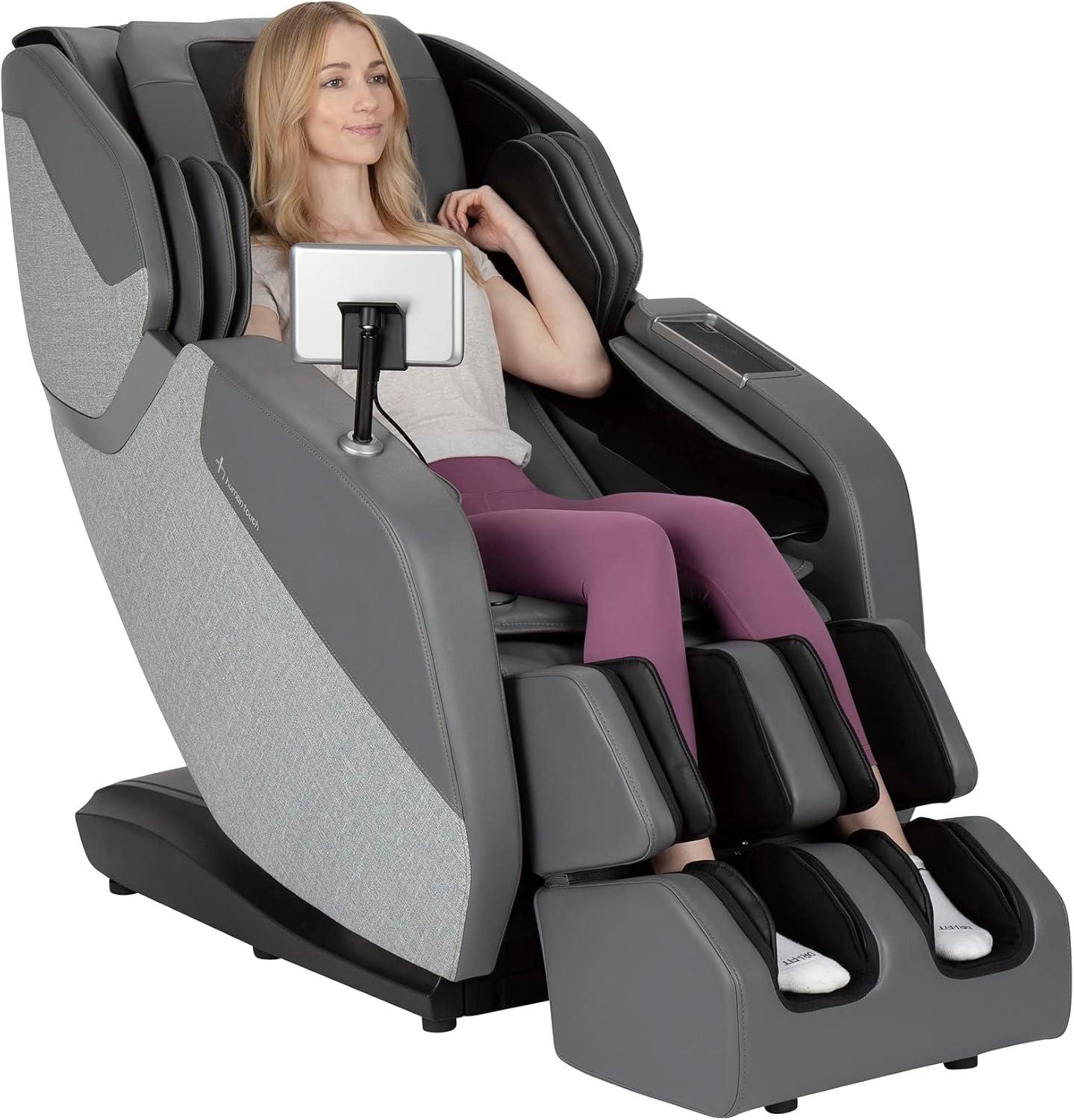 WholeBody Rove Black and White Massage Chair with S- and L-Track