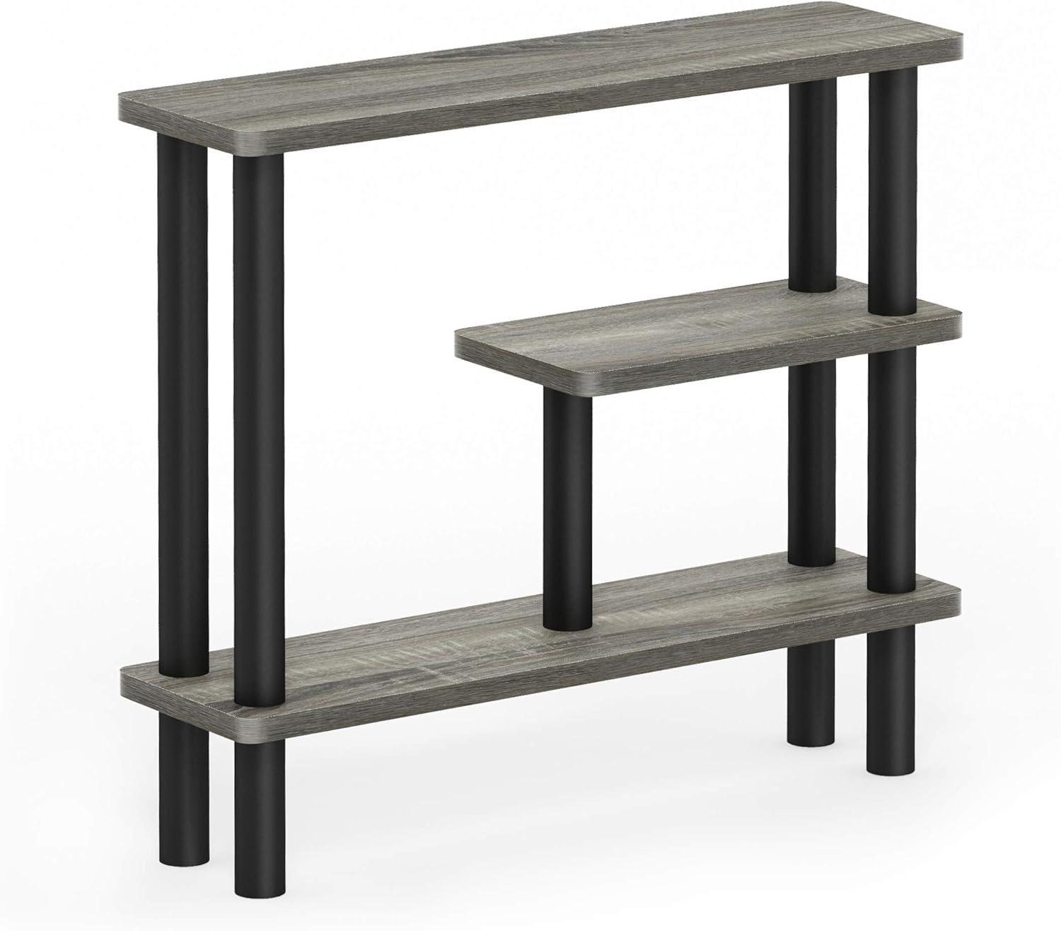 Furinno 18138GYW-BK Turn-N-Tube Slim Space Saving Storage Rack French Oak - Grey & Black