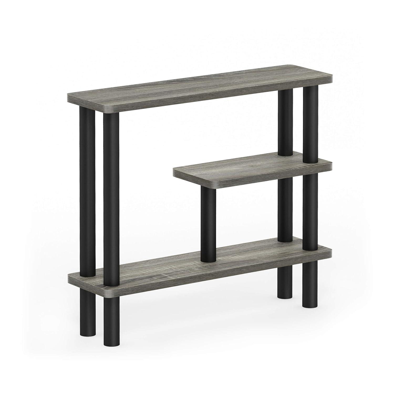 Furinno 18138GYW-BK Turn-N-Tube Slim Space Saving Storage Rack French Oak - Grey & Black