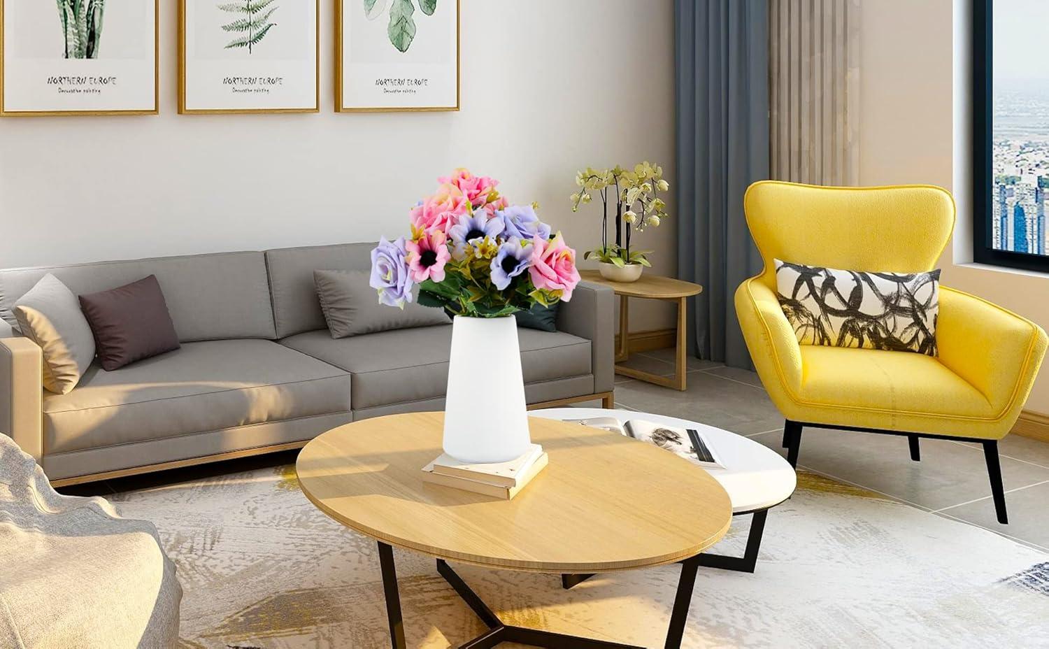 Simple Vase for Flowers Plants, Matte Vases for Modern Table Shelf Home Decor Wedding Boho Decor, 6" H Frosted Elegant Ceramic Vase for Pampas Grass Fluffy Stem Bouquet Lavender Flowers (White, 1)