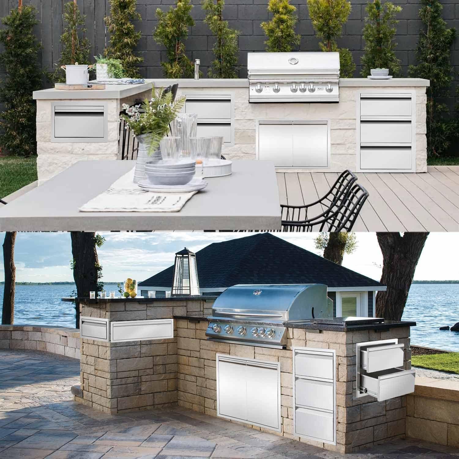 WhizMax Outdoor Kitchen Cabinets with Venting Panel,30x23x10inch,Stainless Steel Drawer Cabinet with Handle for Kitchens or BBQ Patio Grill Station