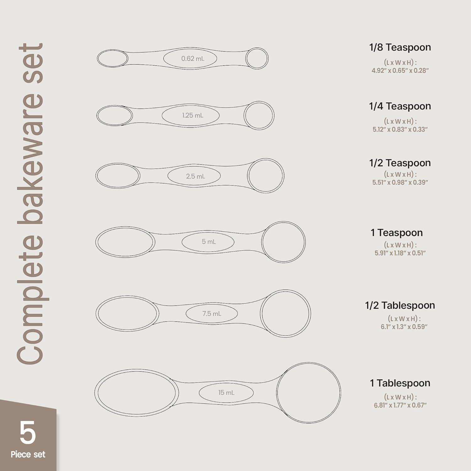 6 pc magnetic measuring spoon stainless steel