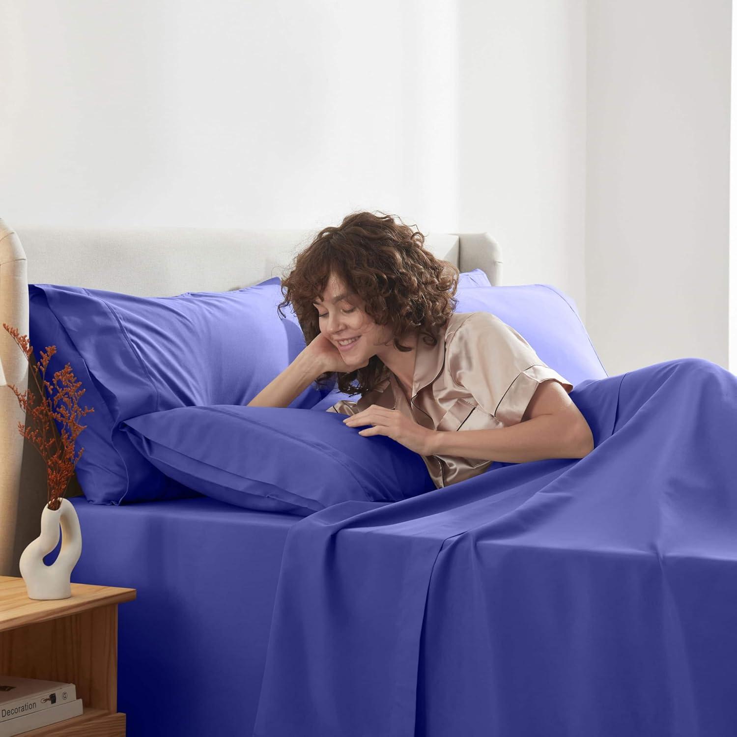 Nestl Extra Deep Pocket 6 Piece Sheet Sets, King Size Sheets & Pillowcases - Royal Blue
