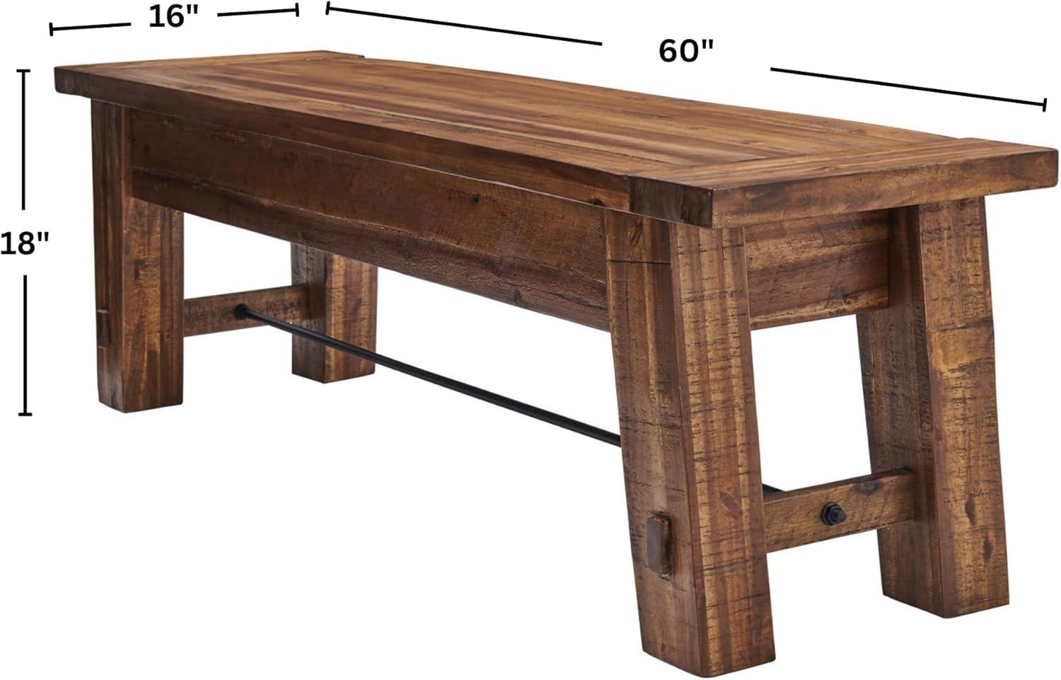 Durango Wood Entryway/Dining Bench Dark Brown - Alaterre Furniture: Industrial Accent, 60" Long