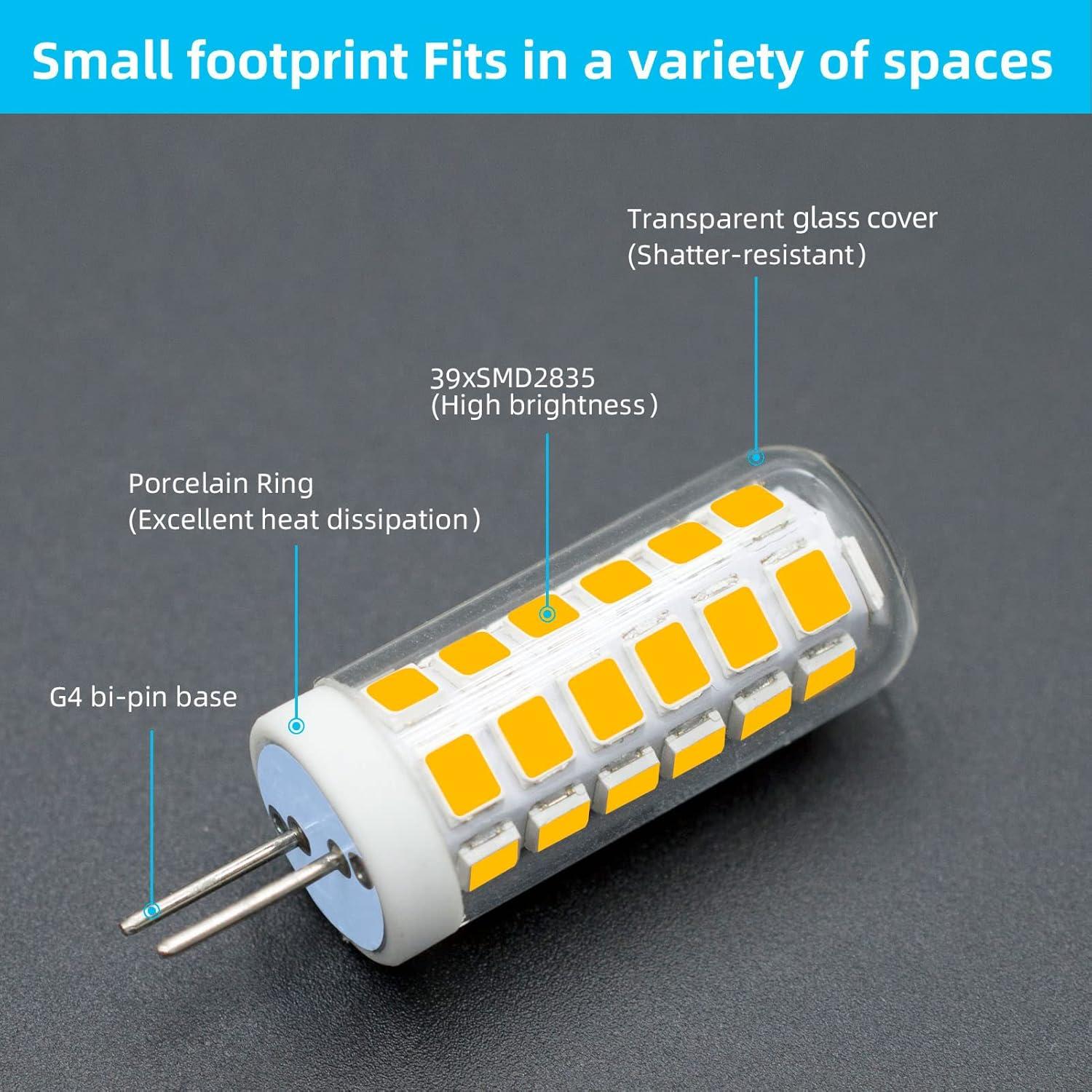 G4 LED Bulb 120V Bi-Pin Base, 3W Soft Warm White 3000K, Replaces 30W-35W Halogen for Under Cabinet, Ceiling, Wall, and Puck Lights