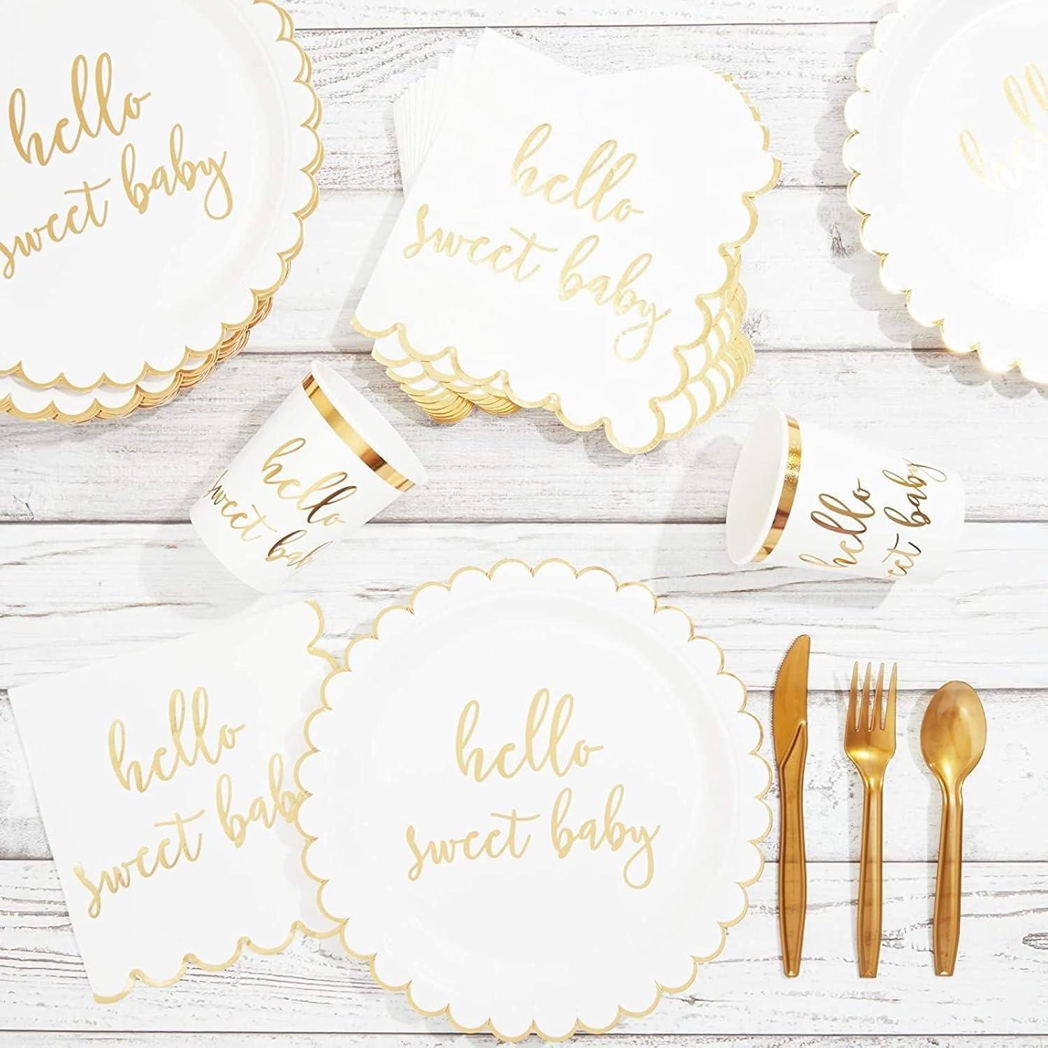 Sparkle and Bash 48-Pack Hello Sweet Baby Disposable Paper Plates 9" Baby Shower Party Supplies