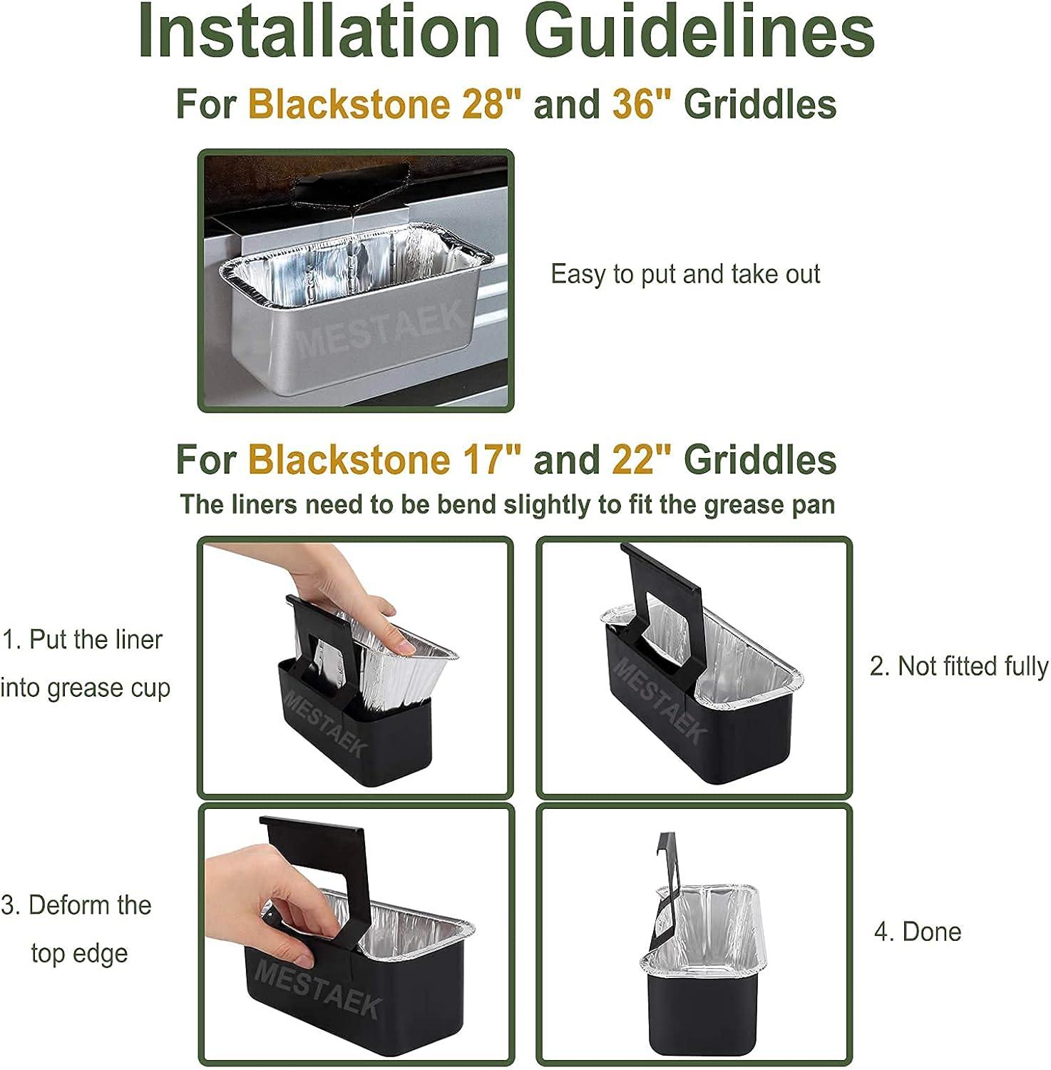 50 Pack Grease Cup Liners for Blackstone 17, 22, 28, 30, 36 Inch Griddle with Rear Grease Cup, Disposable Aluminum Foil Drip Pan, 8 x 3.7 Inch