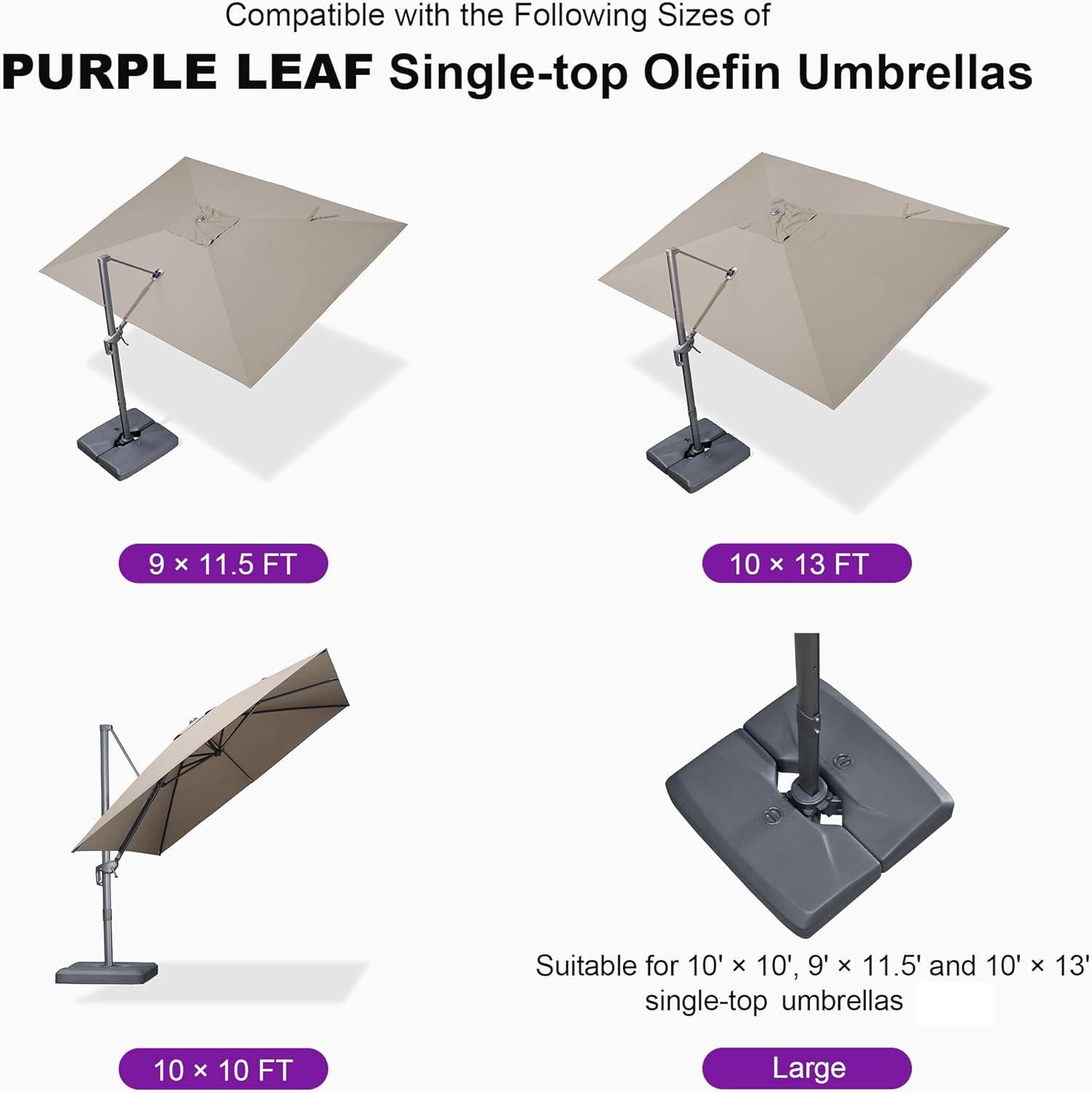 PURPLE LEAF 264 lBS Heavy Duty Patio Umbrella Base XBS540 Deck Offset Cantilever Umbrella Base Sand/Water Filled Square for Outdoor Gardern Backyard