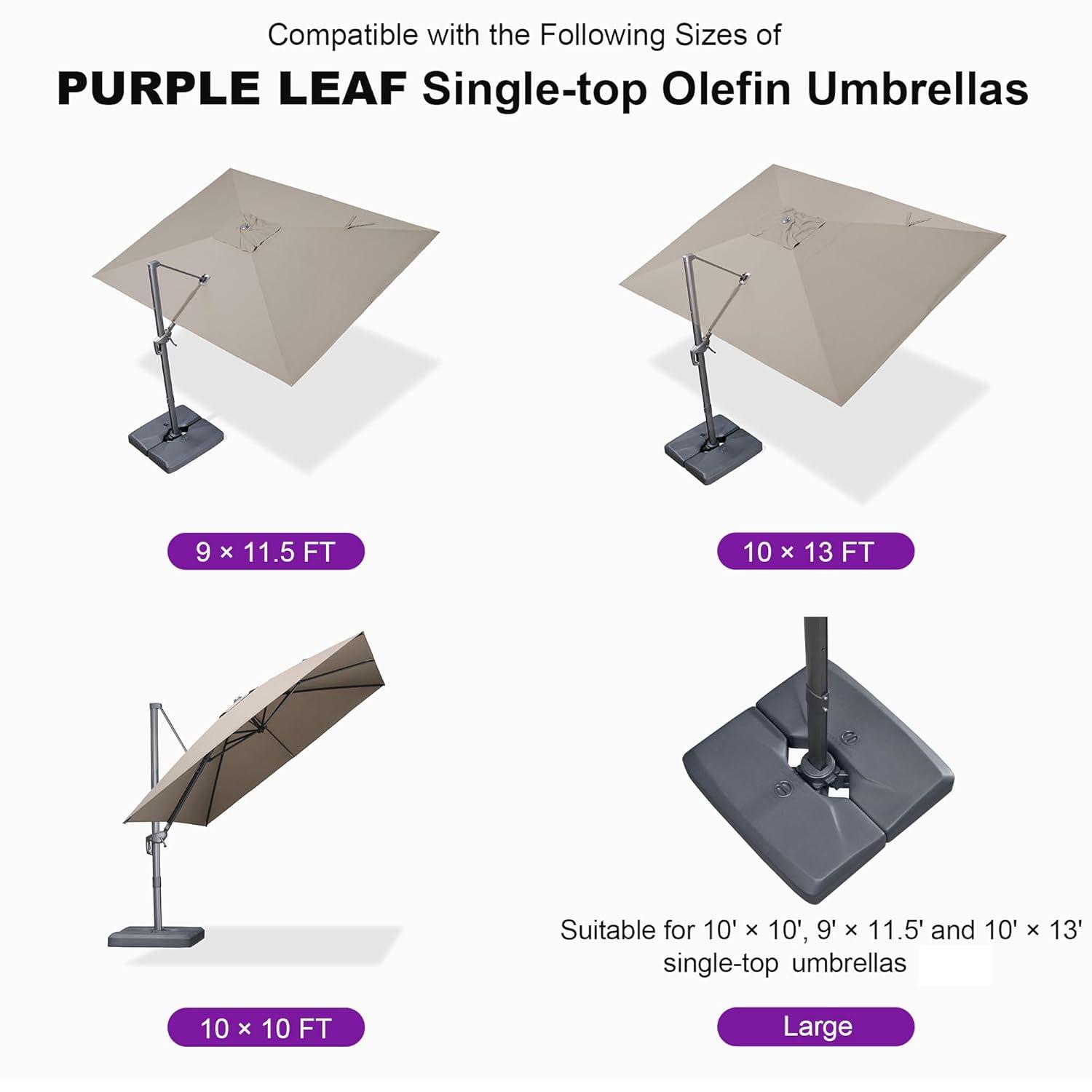 PURPLE LEAF 264 lBS Heavy Duty Patio Umbrella Base XBS540 Deck Offset Cantilever Umbrella Base Sand/Water Filled Square for Outdoor Gardern Backyard