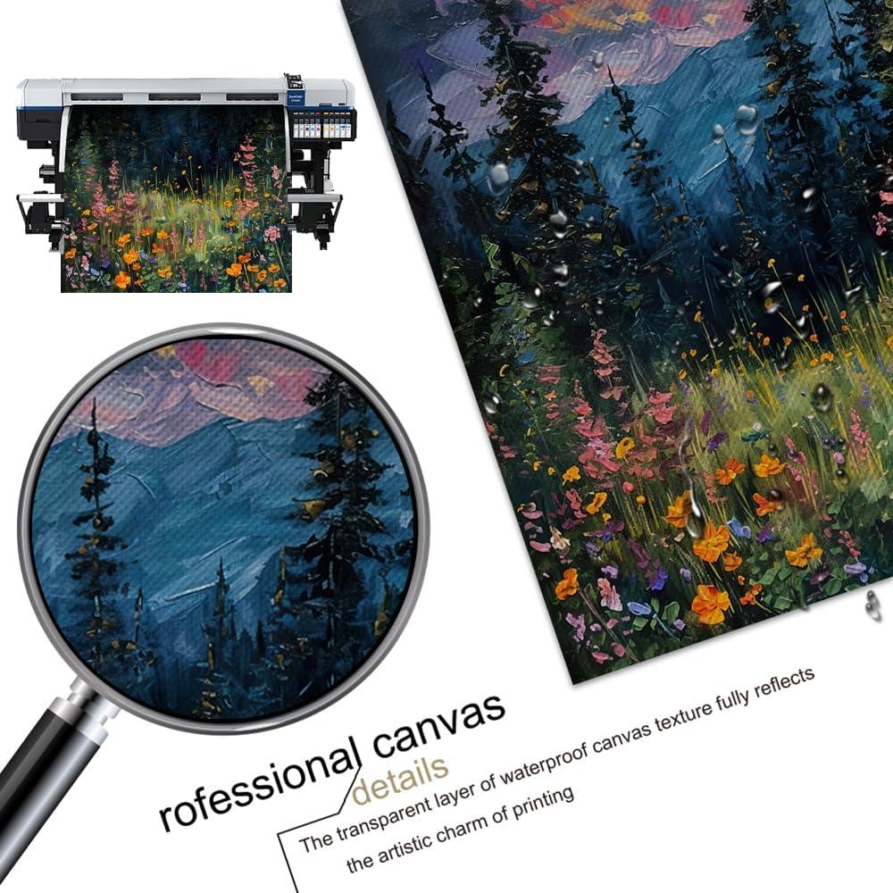 SFAOHPR Mystical Moon and Wildflowers Canvas Wall art Nature Flowers Oil Painting posters for room aesthetic Room Aesthetics Posters for Bedroom living room Home Decor ﻿12x16inch Unframed