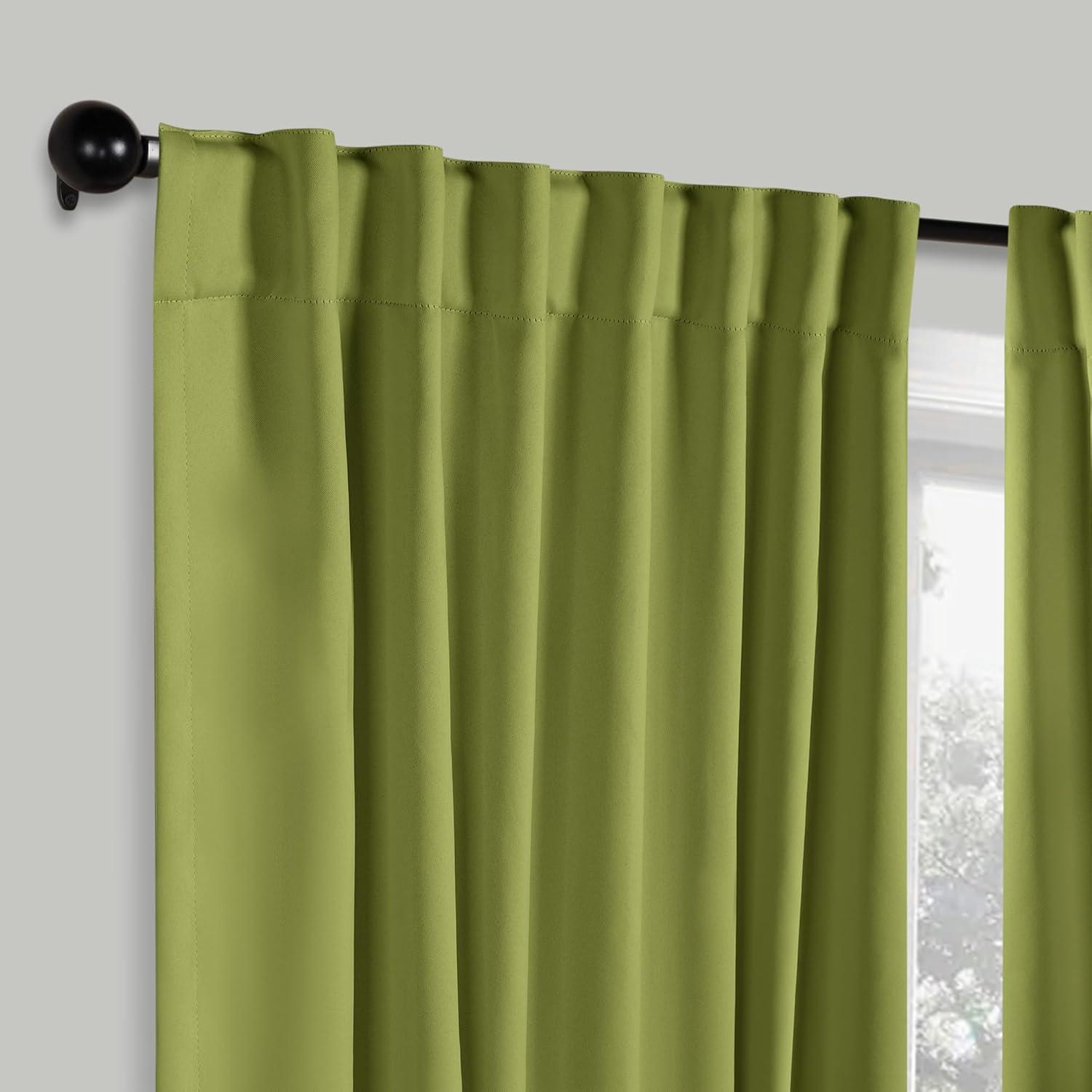 Sage Polyester Blackout Back Tab Curtains 52" x 84" Set of 2