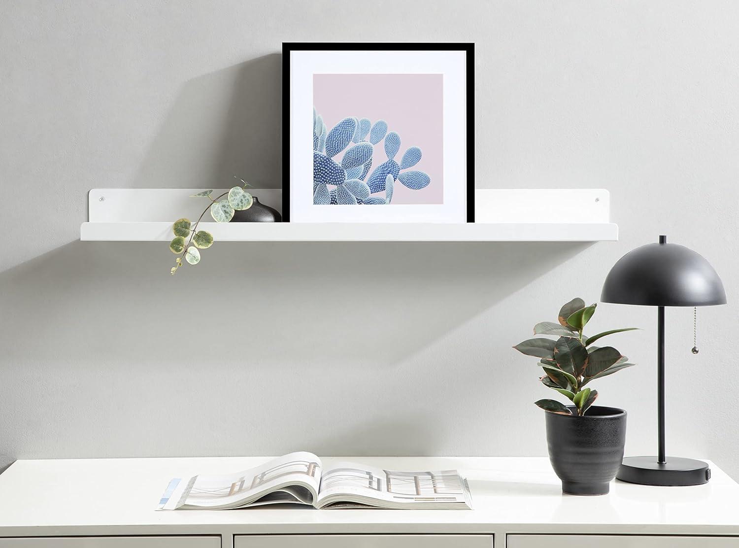 White 39" Modern Metal Floating Wall Shelf