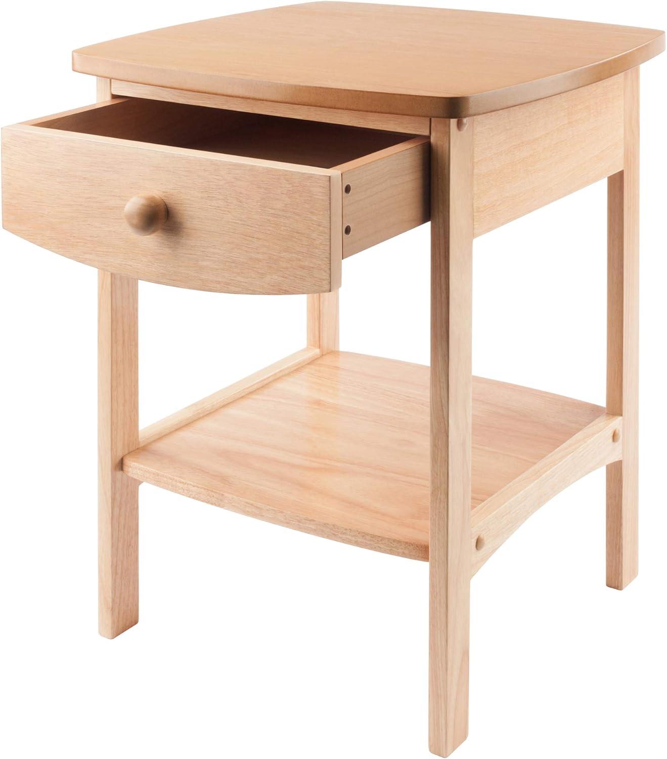 Winsome Claire Nightstand Accent Table Natural: Bedside Table with Storage Shelf, Wood Veneer Surface