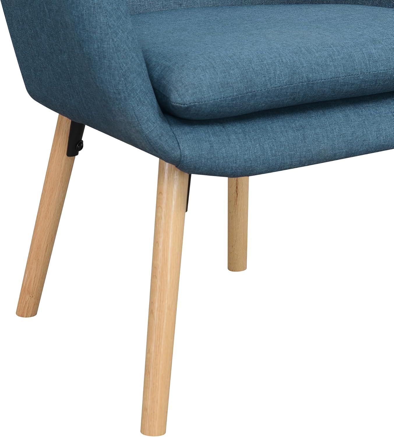 Convenience Concepts Take a Seat Charlotte Wingback Upholstered Accent Armchair, Denim Blue Fabric