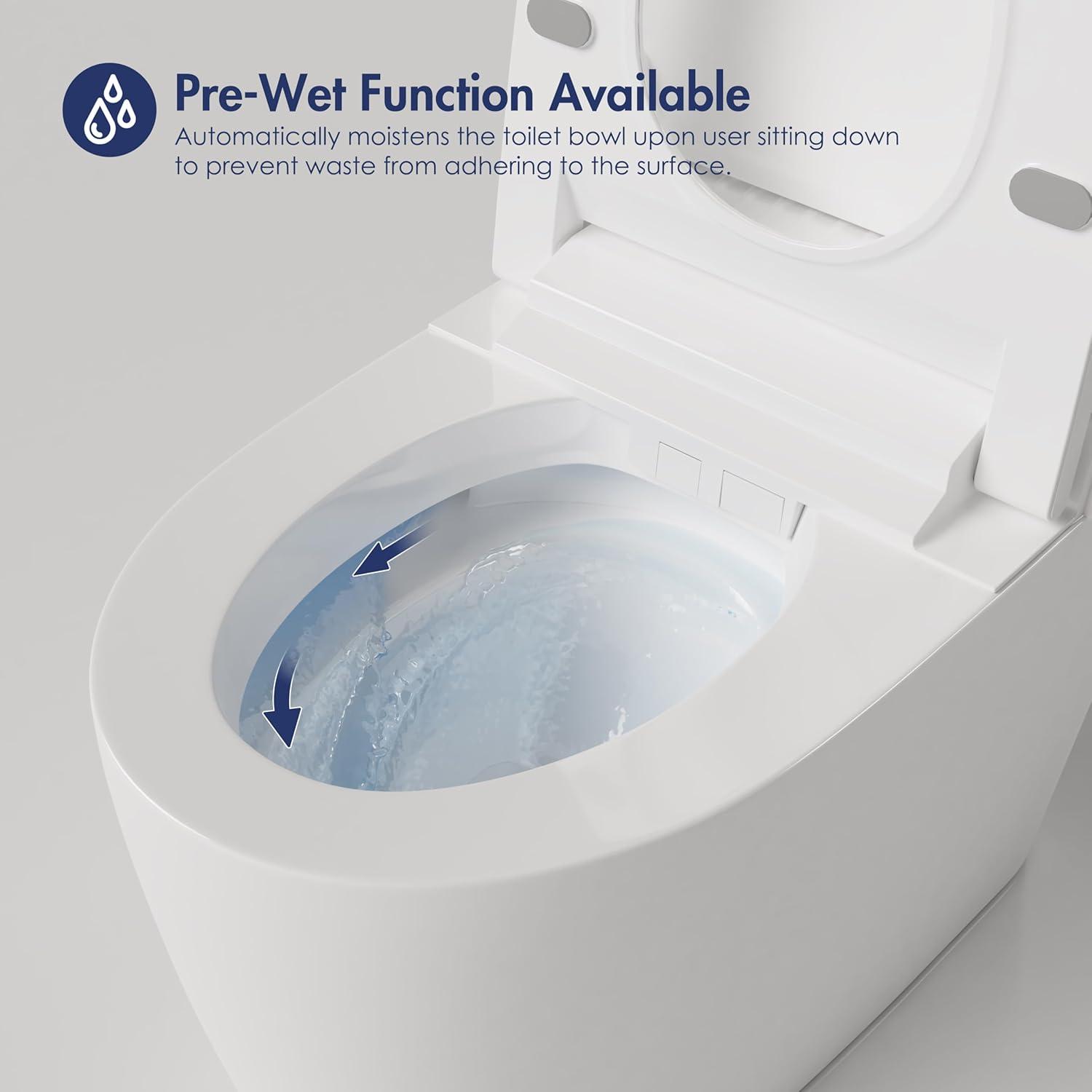 Eridanus White Vitreous China Smart Bidet Toilet with Heated Seat and Remote Control
