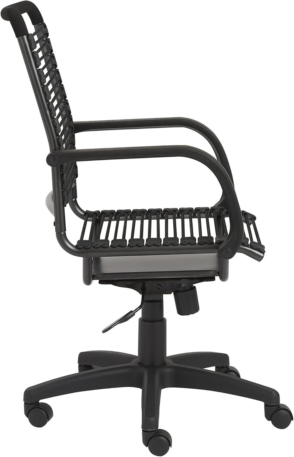 Graphite Black Metal Swivel Bungee Office Chair with High Back