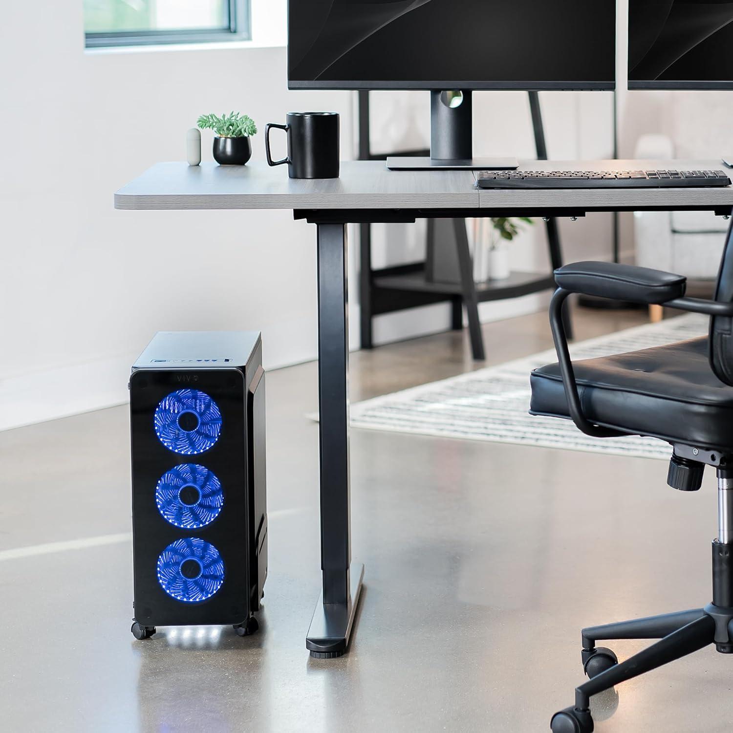 Matte Black Adjustable Steel Desktop System Cart