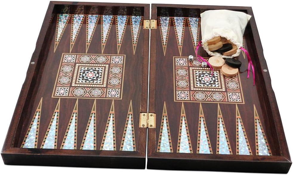 Star Turkish Classic Backgammon Board Game - 19 inches, Magnetic Closing Mechanism, Folding Board, Strategic Game, Family and Friend Fun, Portable Travel Set, Solid Wood Case, Scratch Resistance