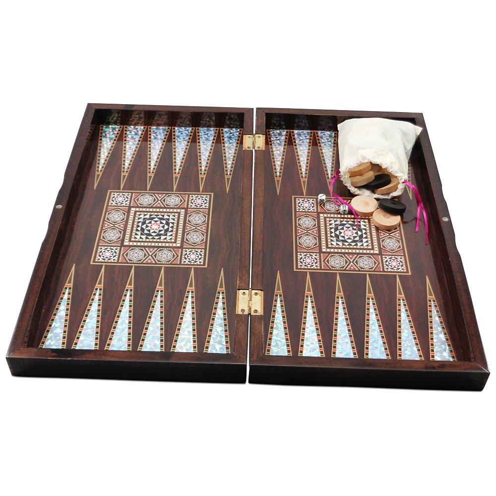 Star Turkish Classic Backgammon Board Game - 19 inches, Magnetic Closing Mechanism, Folding Board, Strategic Game, Family and Friend Fun, Portable Travel Set, Solid Wood Case, Scratch Resistance