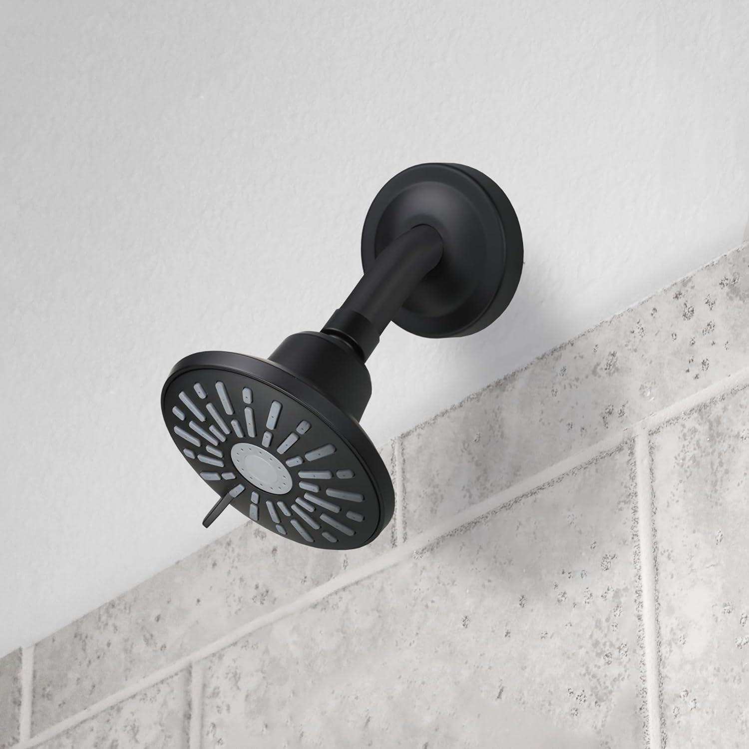 Matte Black Wall Mount Shower Arm Bracket and Flange