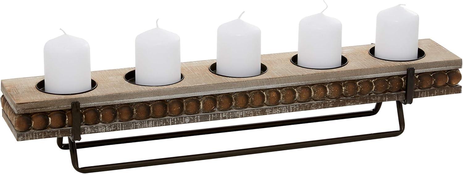 DecMode 5 Holder Brown Wooden Pillar Candelabra
