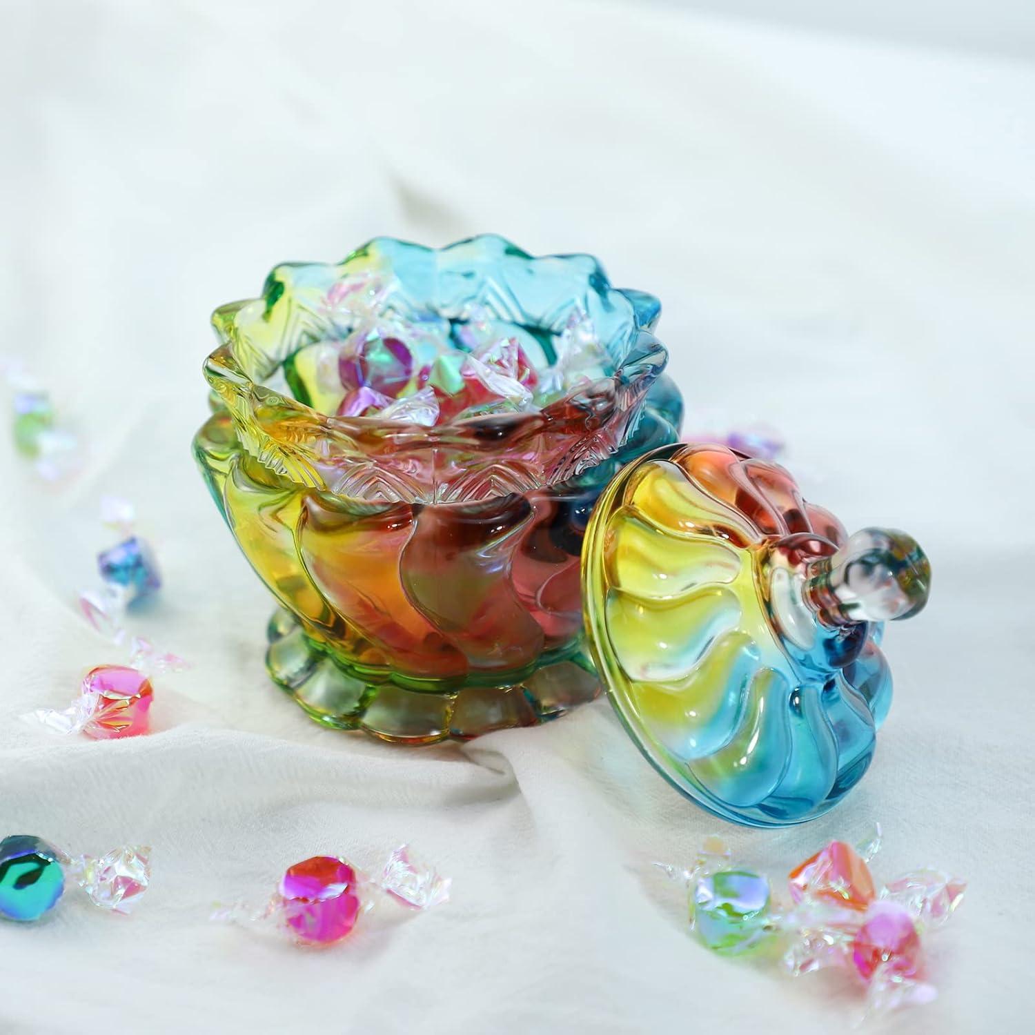 Royal Embossed Clear Glass Apothecary Jar With Lids, Candy Jar Containers Wedding Candy Buffet Jars Crystal Jewelry Box Food Jar 7oz