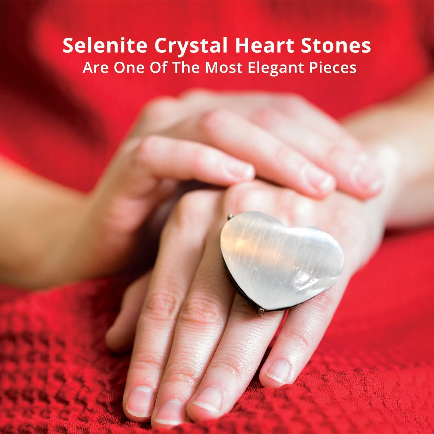 Northlandz Selenite Crystal Heart Stone, Healing & Calming Effects-high Energy Selenite Stone -3 Pack