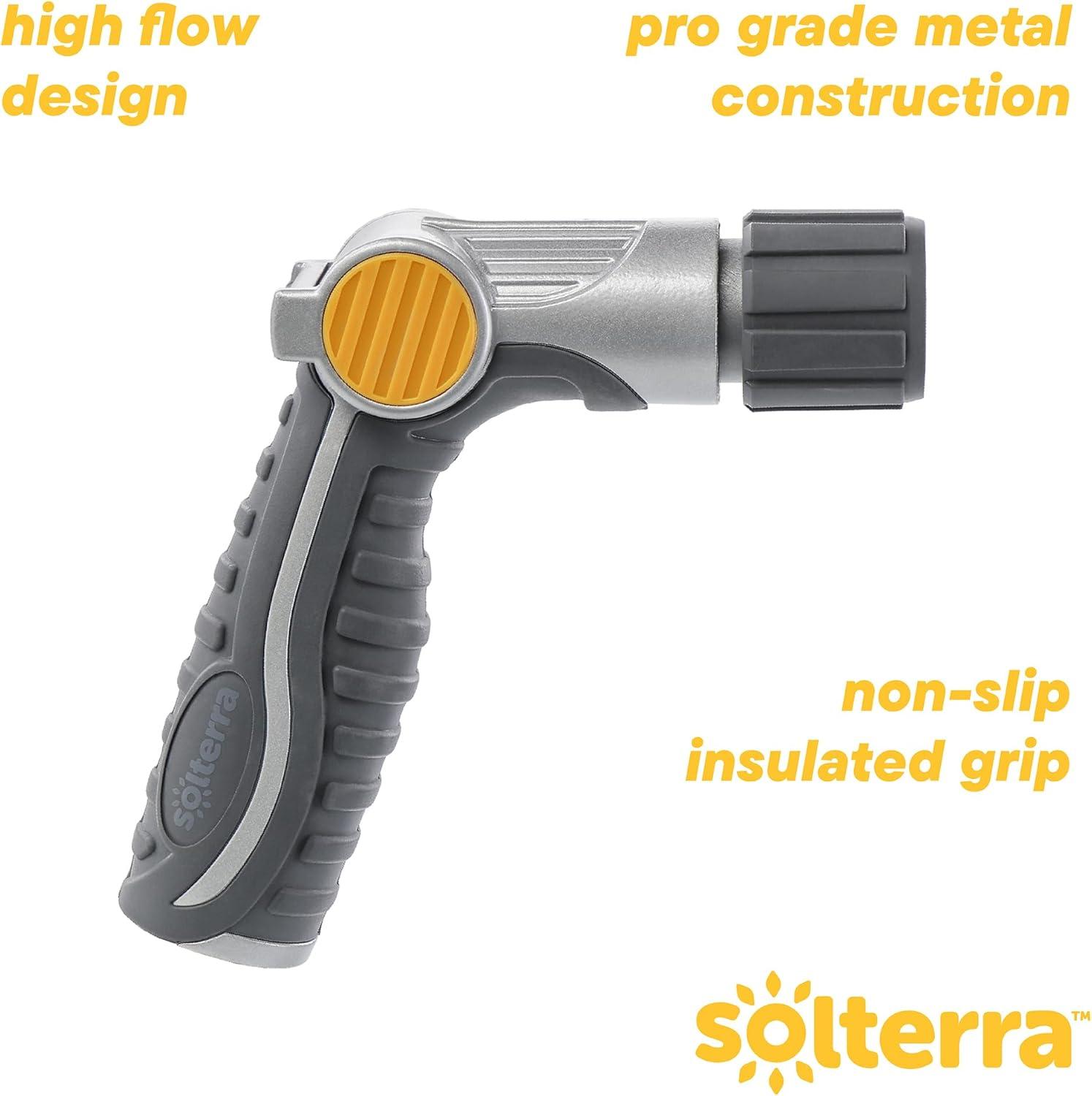 Gray Adjustable Garden Hose Nozzle with Thumb Control