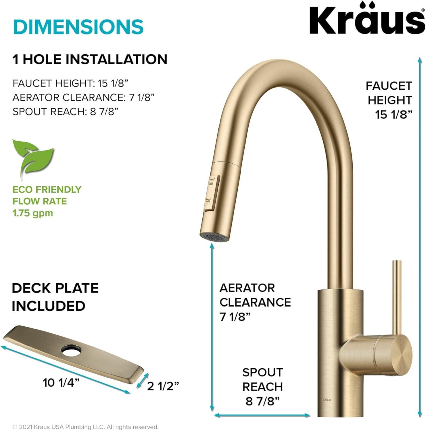 KRAUS Oletto Single Handle Pull Down Kitchen Faucet with QuickDock Top Mount Installation Assembly