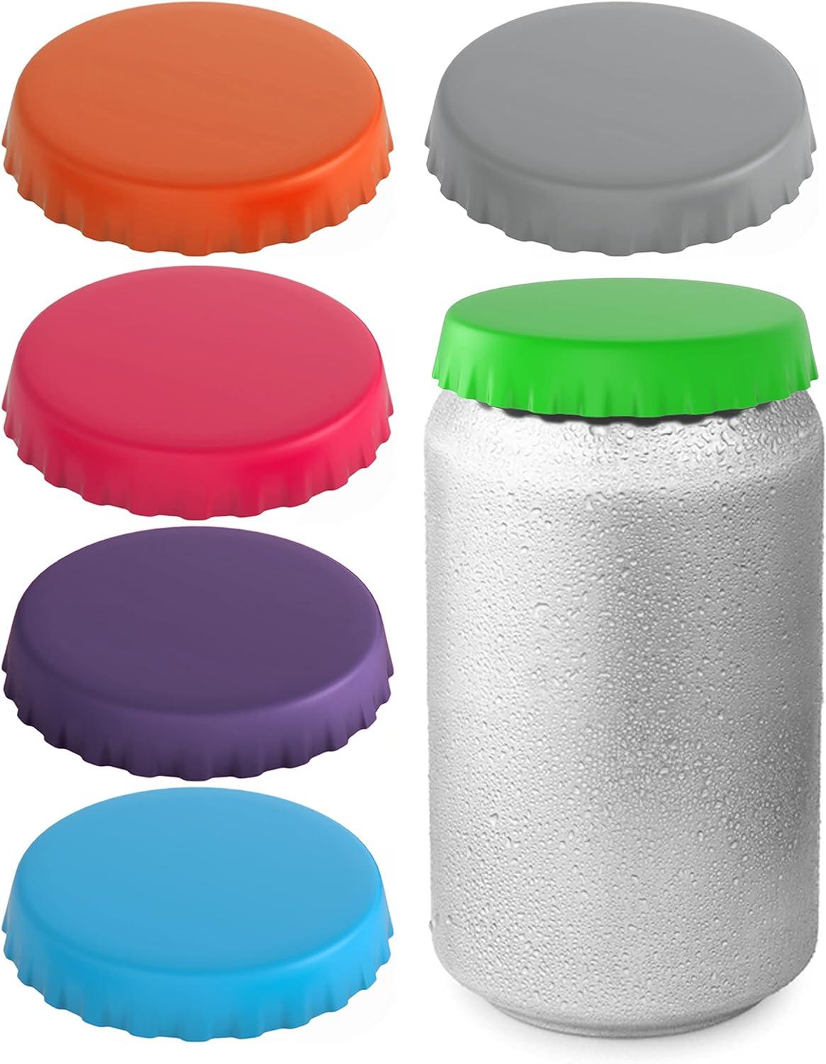 Assorted Silicone Round Can Lids for Soda and Beer (6 Pack)