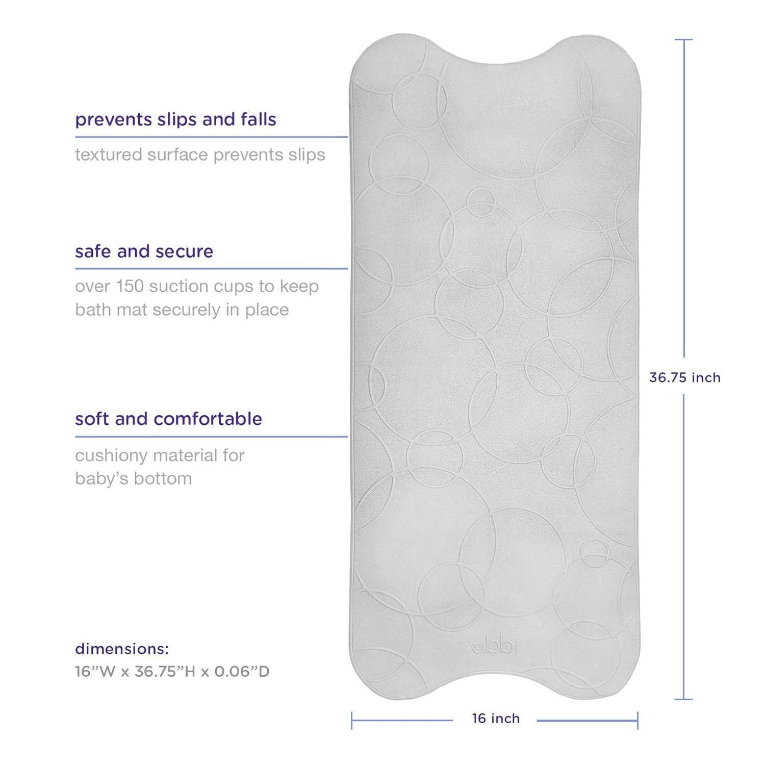 Soft Cushioned Non-Slip Gray Bath Mat for Baby with Suction Cups