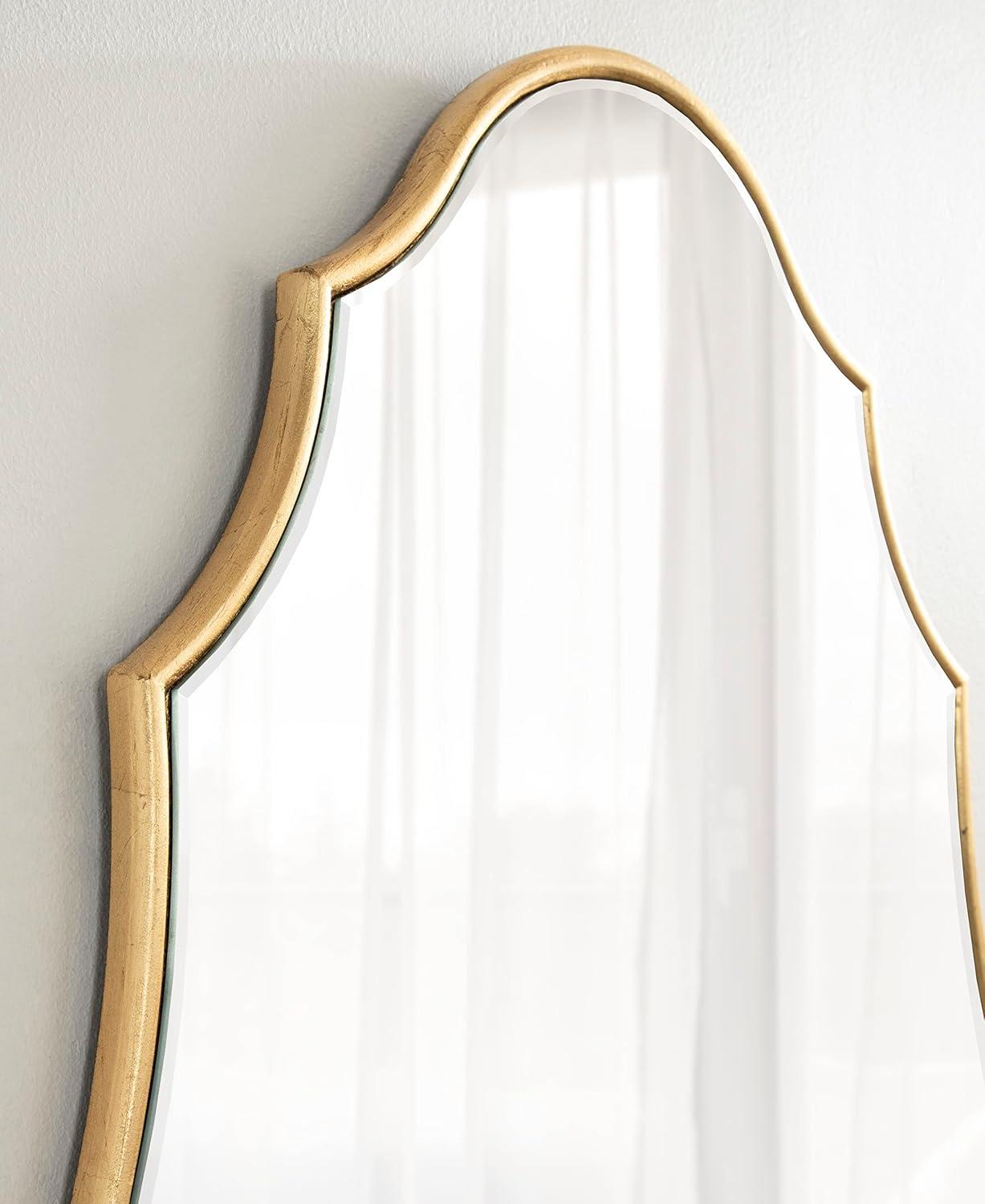 Kate and Laurel Leanna Modern Scalloped Wall Mirror, 20 x 42, Gold, Glam Oval Mirror for Wall