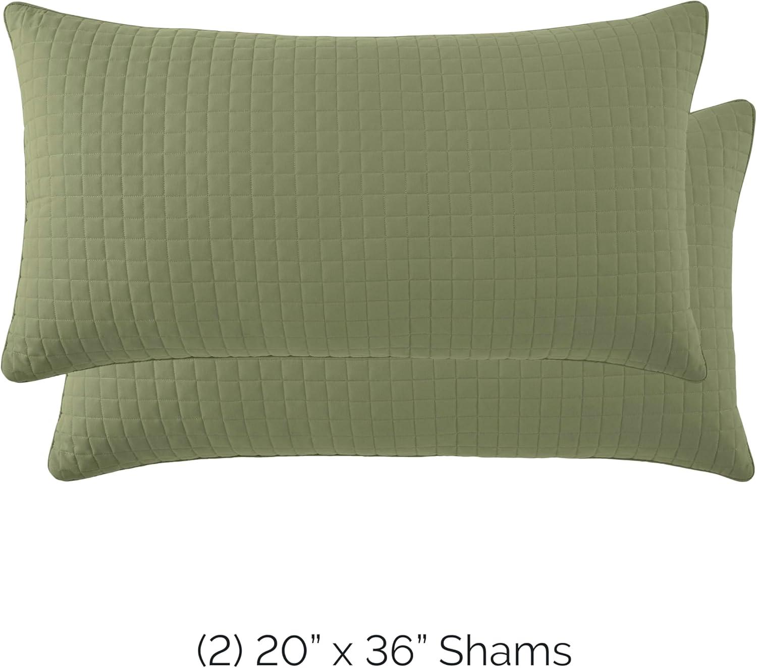 Southshore Fine Living, Inc. Pillow Shams King Size Set of 2, Large 20"x36" Sage Green Pillow Covers for King Size Pillows, Luxury Quilted Sham Covers to Complement Home Decor, Sage Green