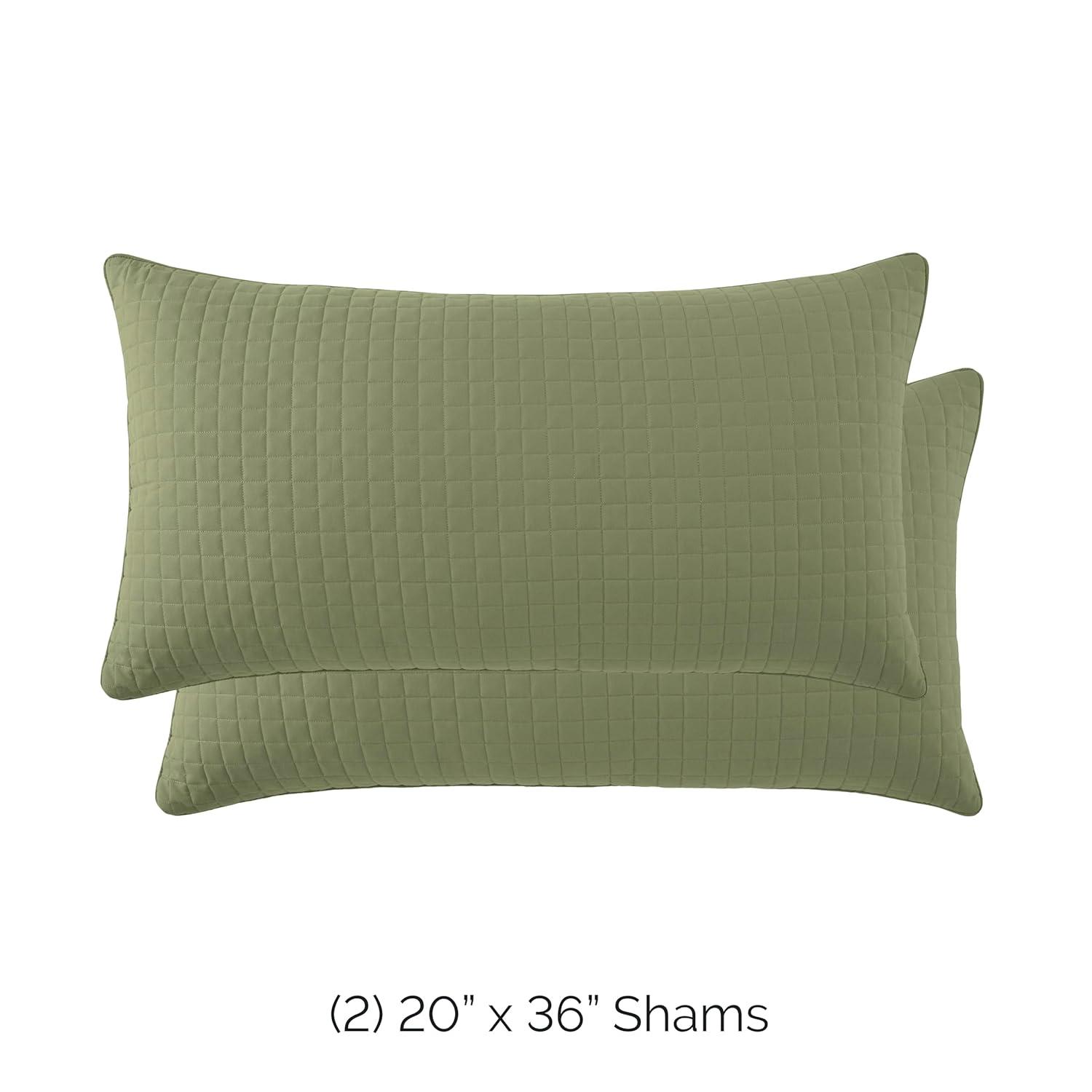Southshore Fine Living, Inc. Pillow Shams King Size Set of 2, Large 20"x36" Sage Green Pillow Covers for King Size Pillows, Luxury Quilted Sham Covers to Complement Home Decor, Sage Green