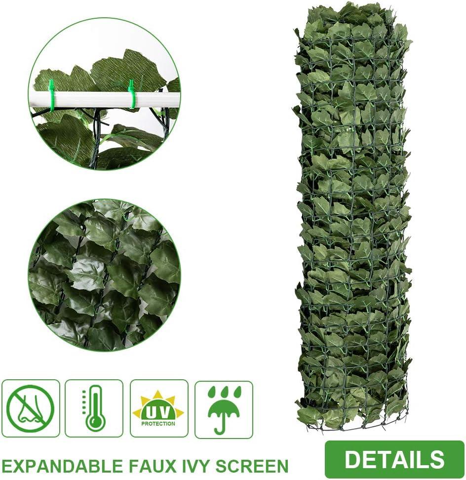 VINGLI 39" x 119" Green Faux Ivy Privacy Fence Screen